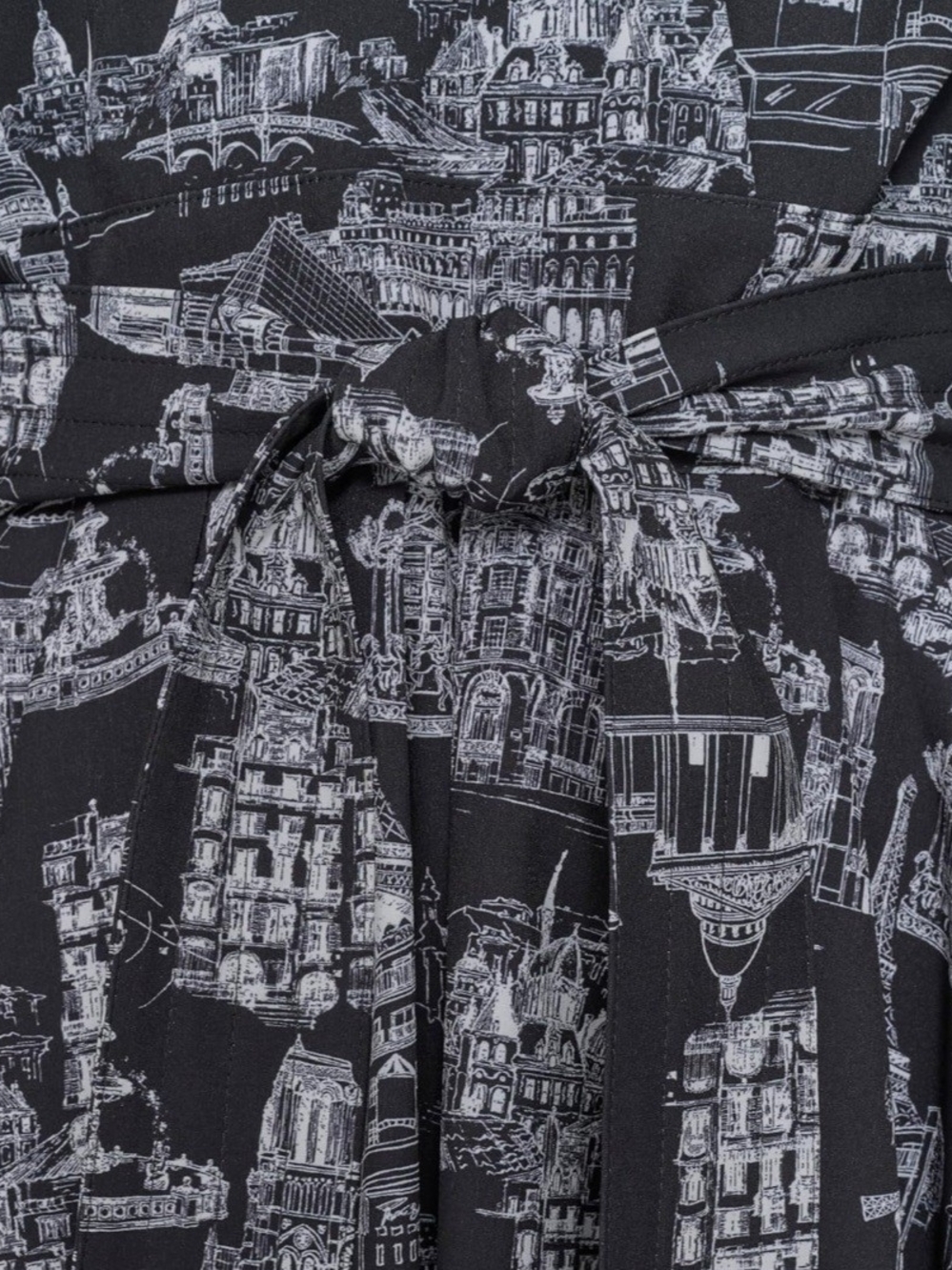 Karl Lagerfeld Black & White Architectural Print Fit-and-Flare Dress - Picture 7 of 7